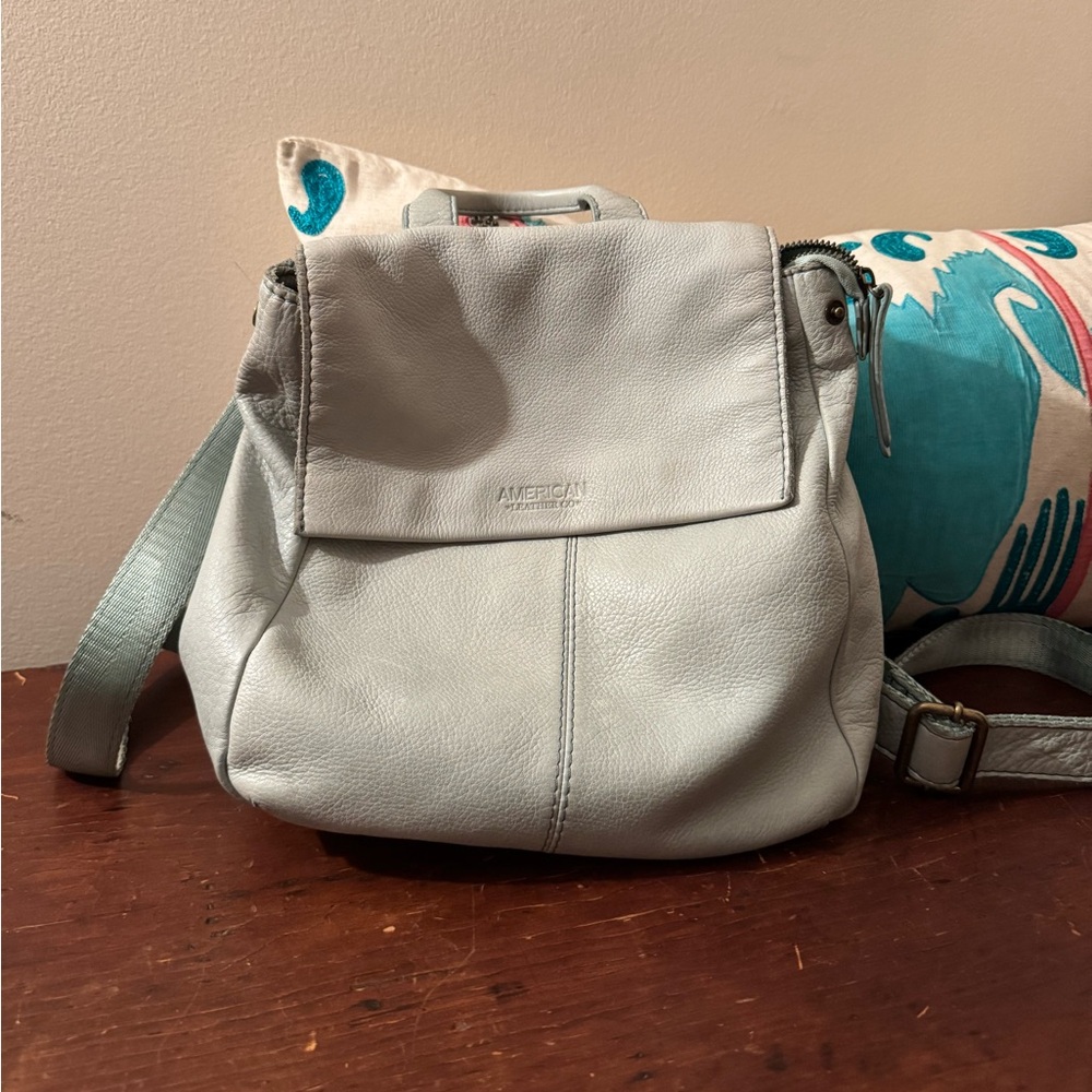 Baby Blue American Leather Co Backpack